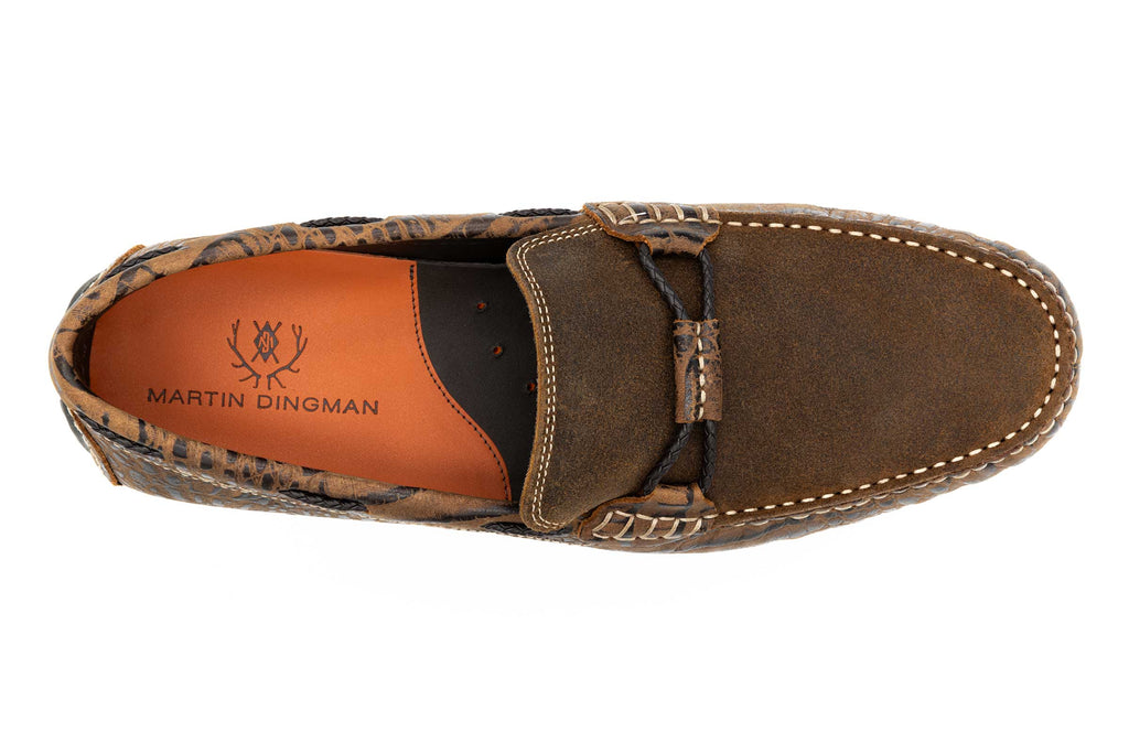 Bermuda Crocodile Grain Braided Bit Loafers - Burnt Pecan - Insole