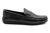 Bermuda Saddle Leather Penny Loafers - Black - Side