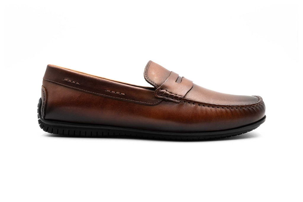 Bermuda Saddle Leather Penny Loafers - Whiskey - Side