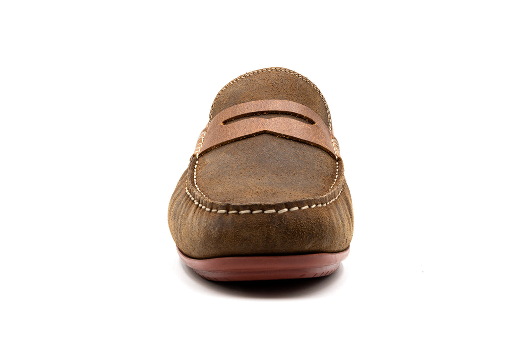 Bermuda Suede Penny Loafers - Vintage Cedar - Front