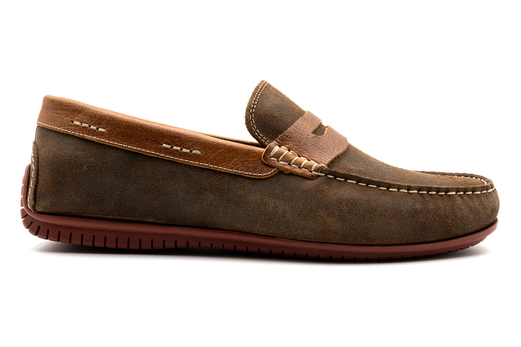 Bermuda Suede Penny Loafers - Vintage Cedar - Side