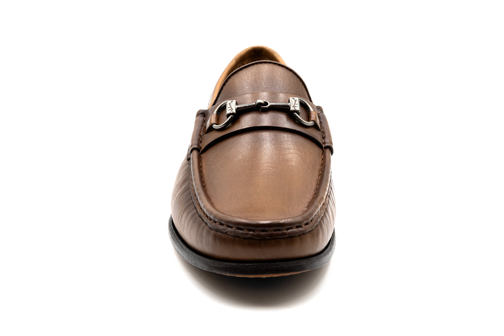 Addison Calf Leather Horse Bit Loafers - Brandy - front