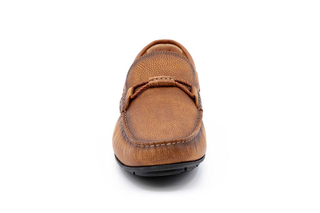 BERMUDA PEBBLE GRAIN BRAIDED BIT LOAFERS - OLD SADDLE - front