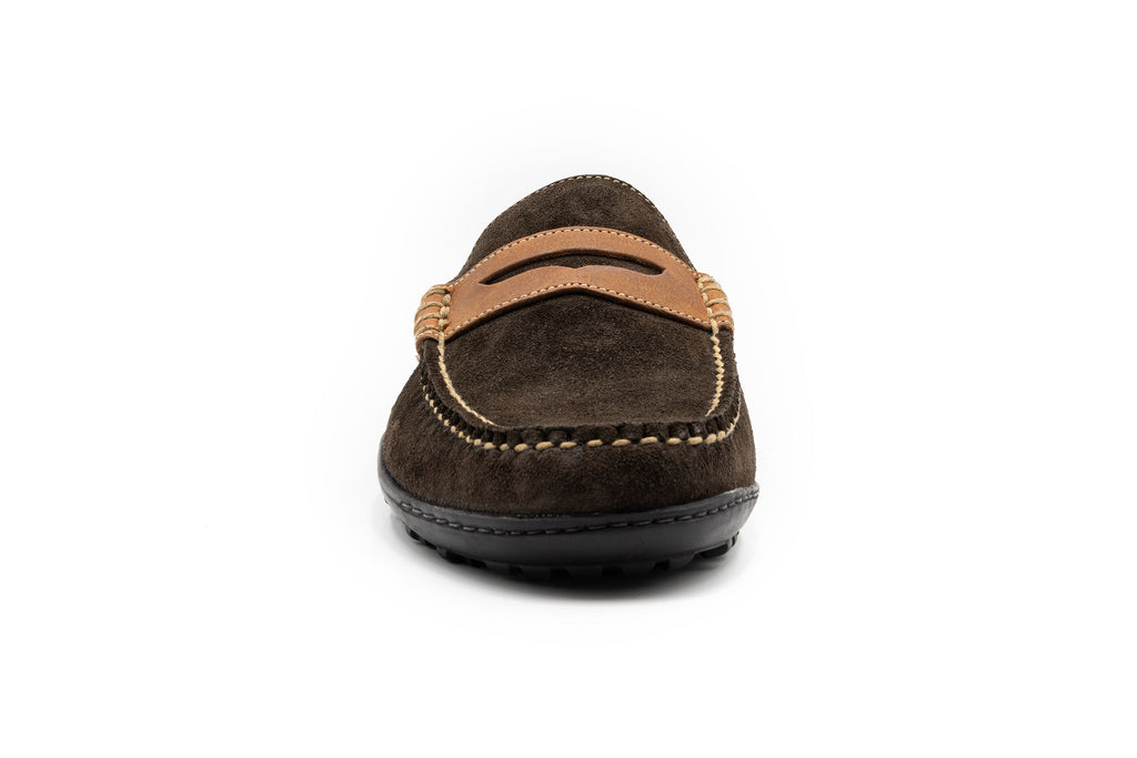 Bill Safari Kudu Suede Penny Loafers - Chocolate - front
