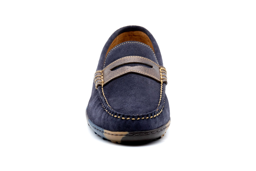 BILL SUEDE PENNY LOAFERS - NAVY - front