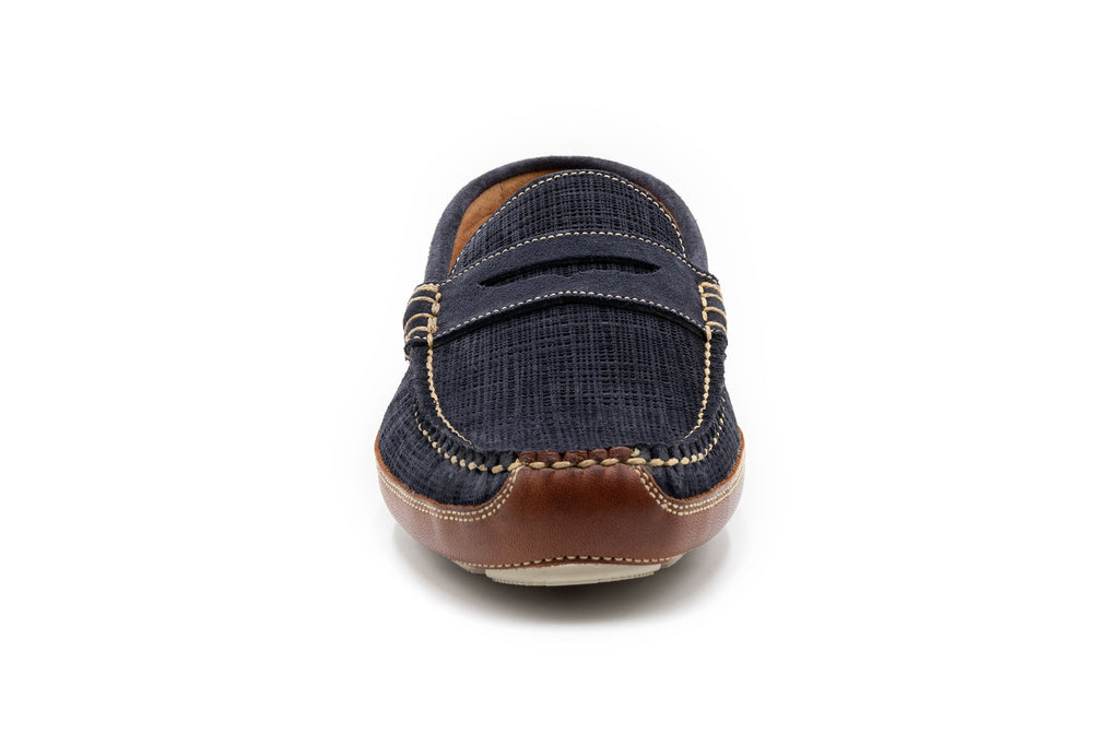 Monte Carlo Suede Penny Driving Loafers - Navy - front