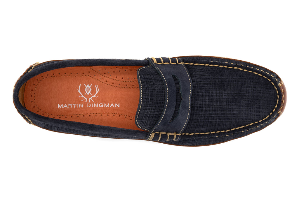 Monte Carlo Suede Penny Driving Loafers - Navy - insole