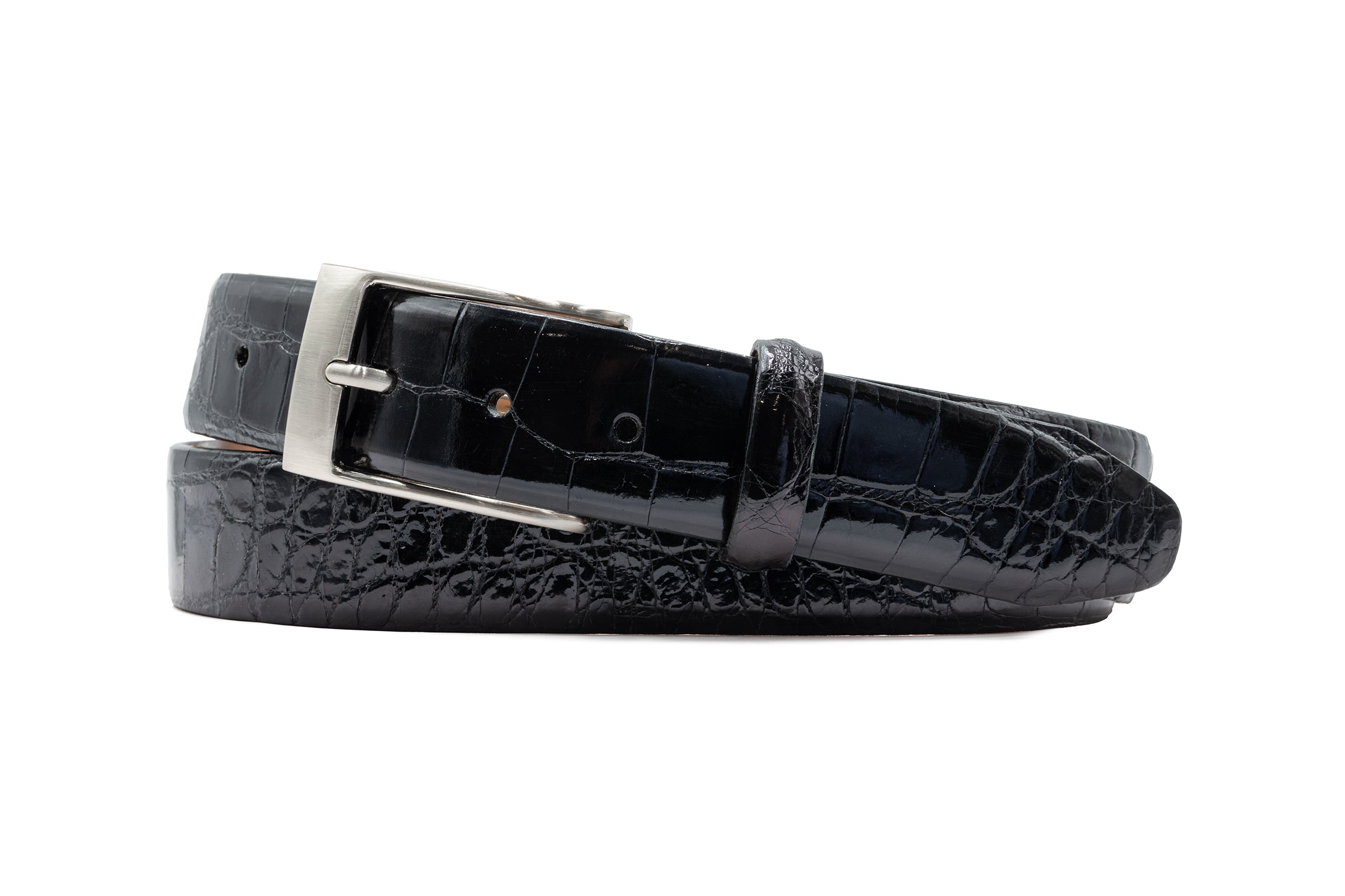 Jefferson 2 Buckle American Alligator Belt - Black