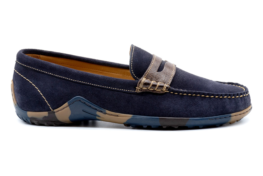 BILL SUEDE PENNY LOAFERS - NAVY - side