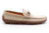 Monte Carlo Suede Horse Bit Driving Loafers - Bone - side view