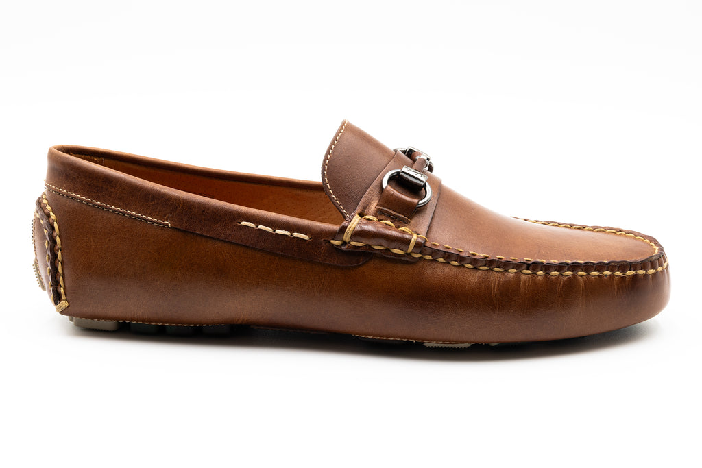 MONTE CARLO SADDLE LEATHER HORSE BIT DRIVING LOAFERS - CIGAR - side view