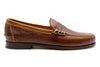 All American Pebble Grain Water Buffalo Leather Penny Loafers - Oak - Side view