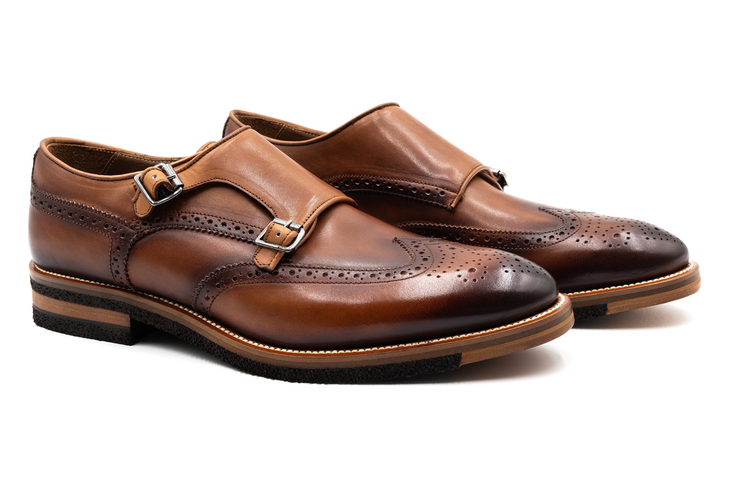 Tuscan Italian Calf Leather Double Monk - Whiskey, 08.0 Tuscan Italian Calf Leather Double Monk - Whiskey, 08.0