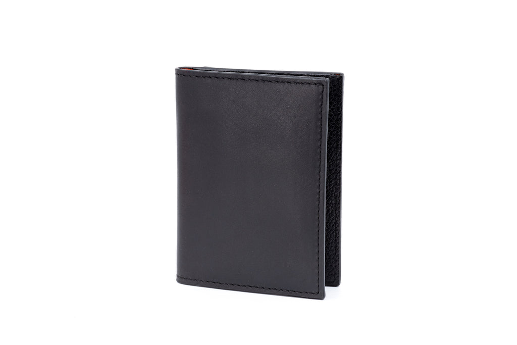 Edward Hand Glazed Saddle Leather ID Wallet - Black