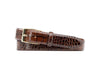 Anthony 2 Buckle Hand Finished Alligator Grain Italian Calf Leather Belt - Brown
