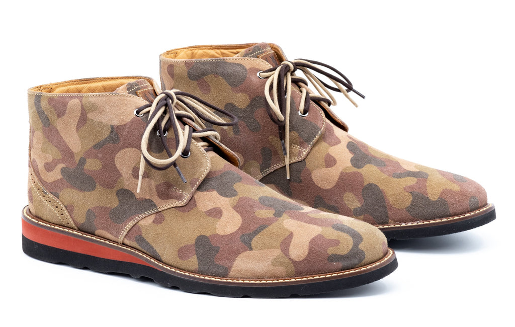 Blue Ridge Water Repellent Suede Leather Chukka Boots - Green Camo