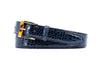 Wallace 2 Buckle Glazed Genuine Freshwater Crocodile Leather Belt - Navy