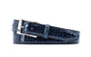 Wallace 2 Buckle Glazed Genuine Freshwater Crocodile Leather Belt - Navy