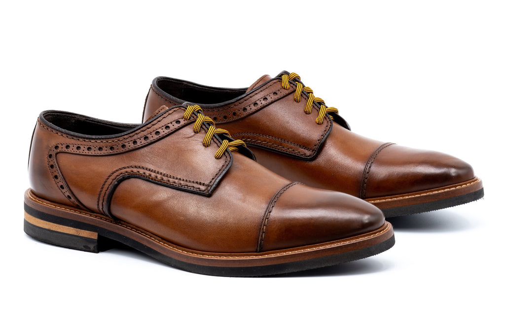 Tuscan Italian Calf Leather Cap Toe - Whiskey