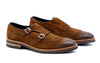 Tuscan Waxed Italian Suede Leather Double Monk Wingtip - Tobacco