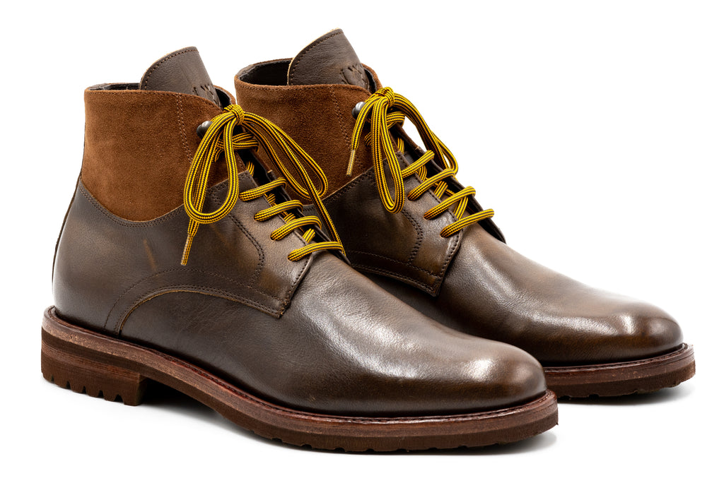 Napoli Hand Finished Italian Saddle Leather Boots - Black Oak
