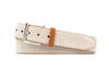 Bermuda Braid Water Repellent Linen Nubuck Leather Belt - Bone