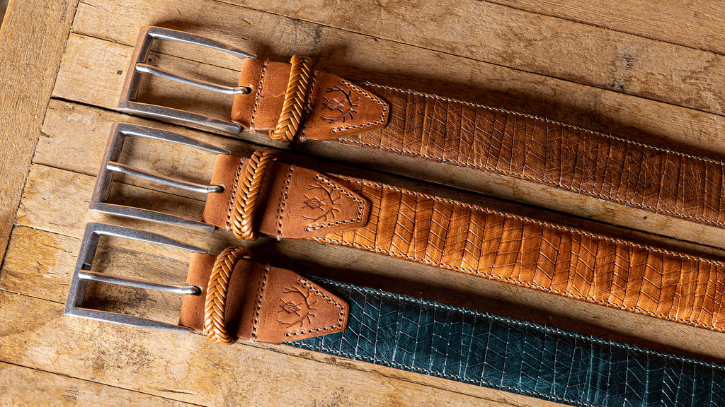 Beau "Seagrass Design" Italian Saddle Leather Belt - Mocha