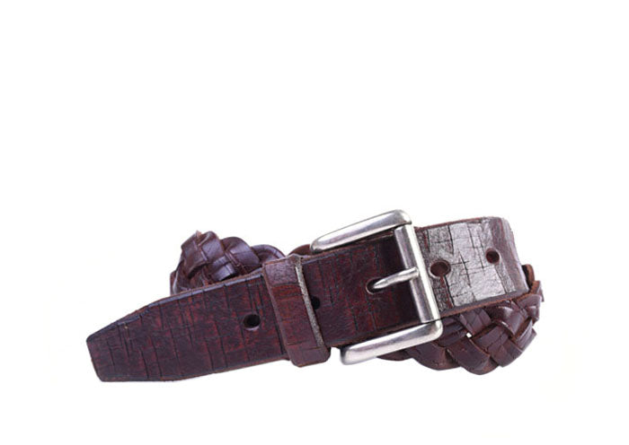 Artisan Vintage Hand Braided Italian Saddle Leather Belt - Chestnut