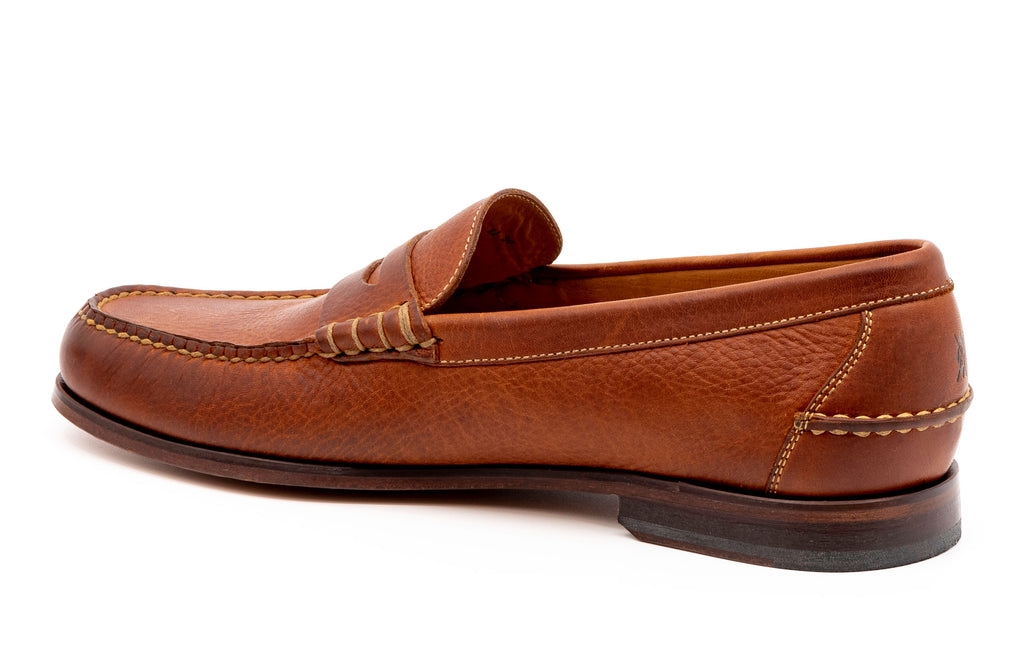 All American Oiled Saddle Leather Penny Loafers - Chestnut - Back view
