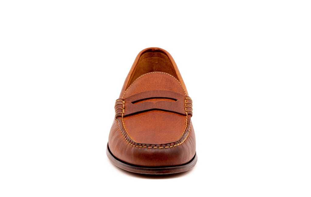 All American Oiled Saddle Leather Penny Loafers - Chestnut - Front view