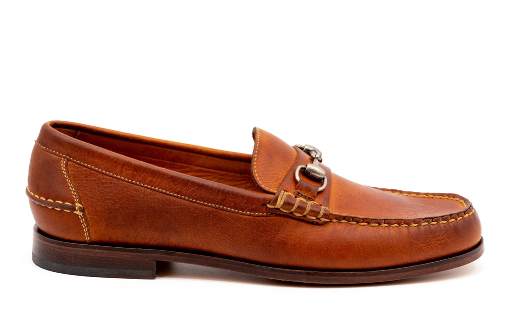 All American Oiled Saddle Leather Horse Bit Loafers - Chestnut - Side view