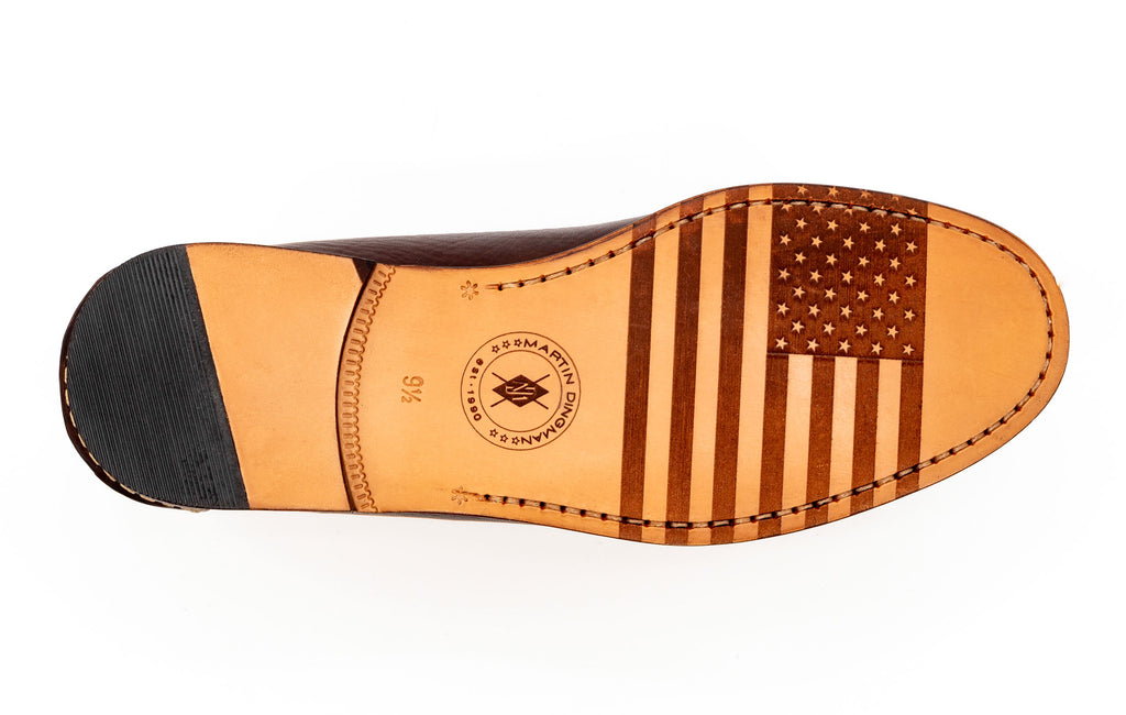 All American Oiled Saddle Leather Horse Bit Loafers - Chestnut - American Flag