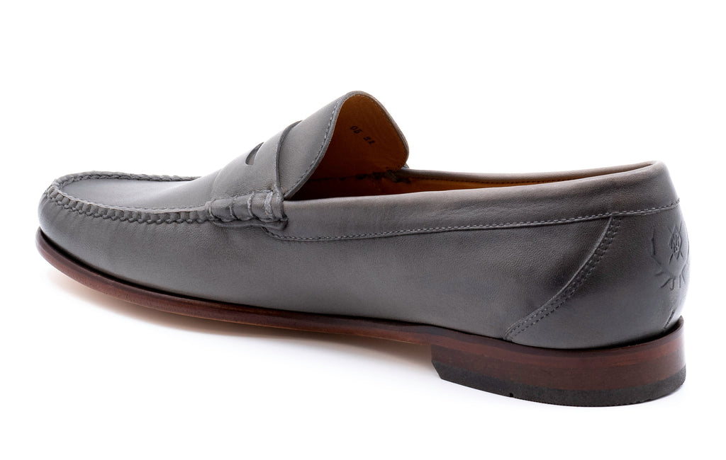 Maxwell Hand Finished Sheep Skin Leather Penny Loafers - Slate
