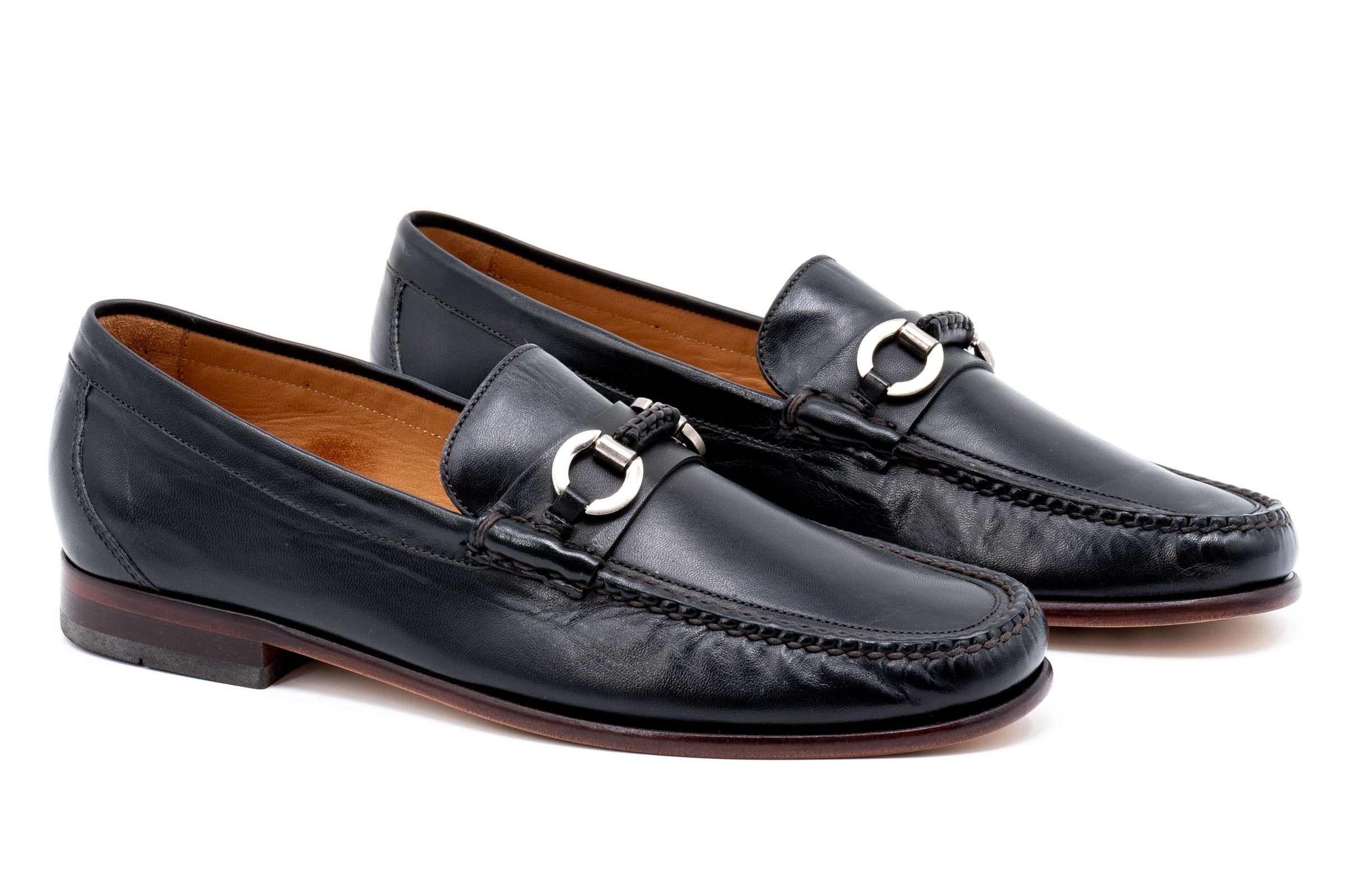 Maxwell Hand Finished Sheep Skin Leather Horse Bit Loafers - Black ...