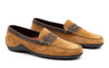 Bill Safari Wild African Kudu Suede Leather Penny Loafers - Tobacco