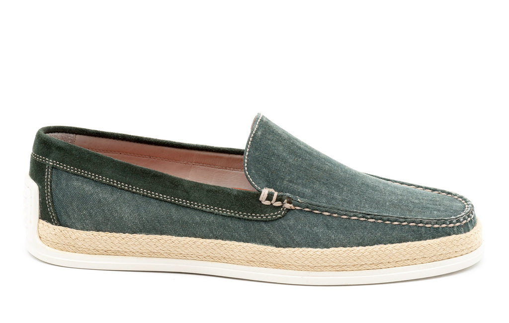 Watercolor Washed Canvas Venetian Loafers - Palm - Side