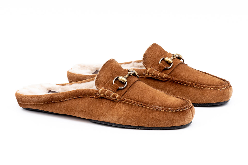 Cozy Country Water Repellent Suede Leather Horse Bit Slides - French Roast