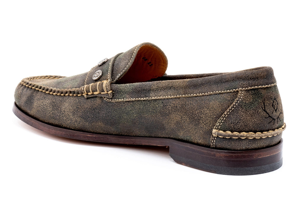 2nd Amendment Water Repellent Suede Leather Penny Loafers - Camo
