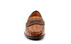 Bill Hand Finished Alligator Grain Leather Penny Loafers - Chestnut - Front