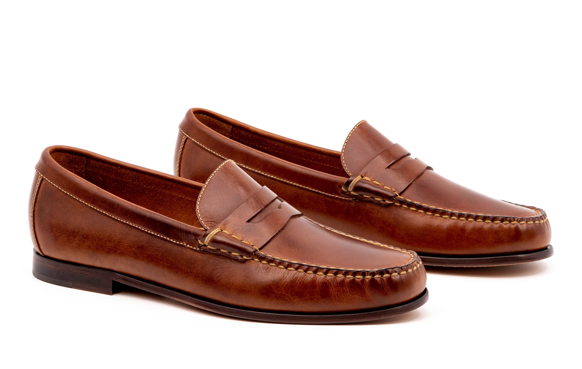 Old Row Oiled Saddle Leather Penny Loafers - Cigar | Martin Dingman