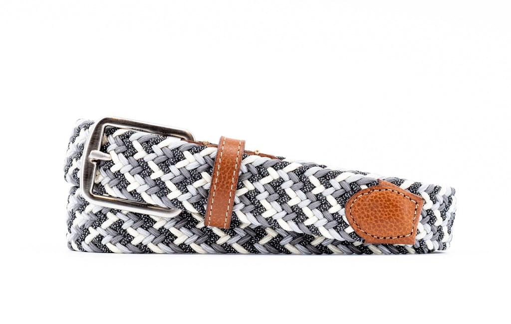 Newport Woven Italian Rayon Elastic Belt - Grey Multi