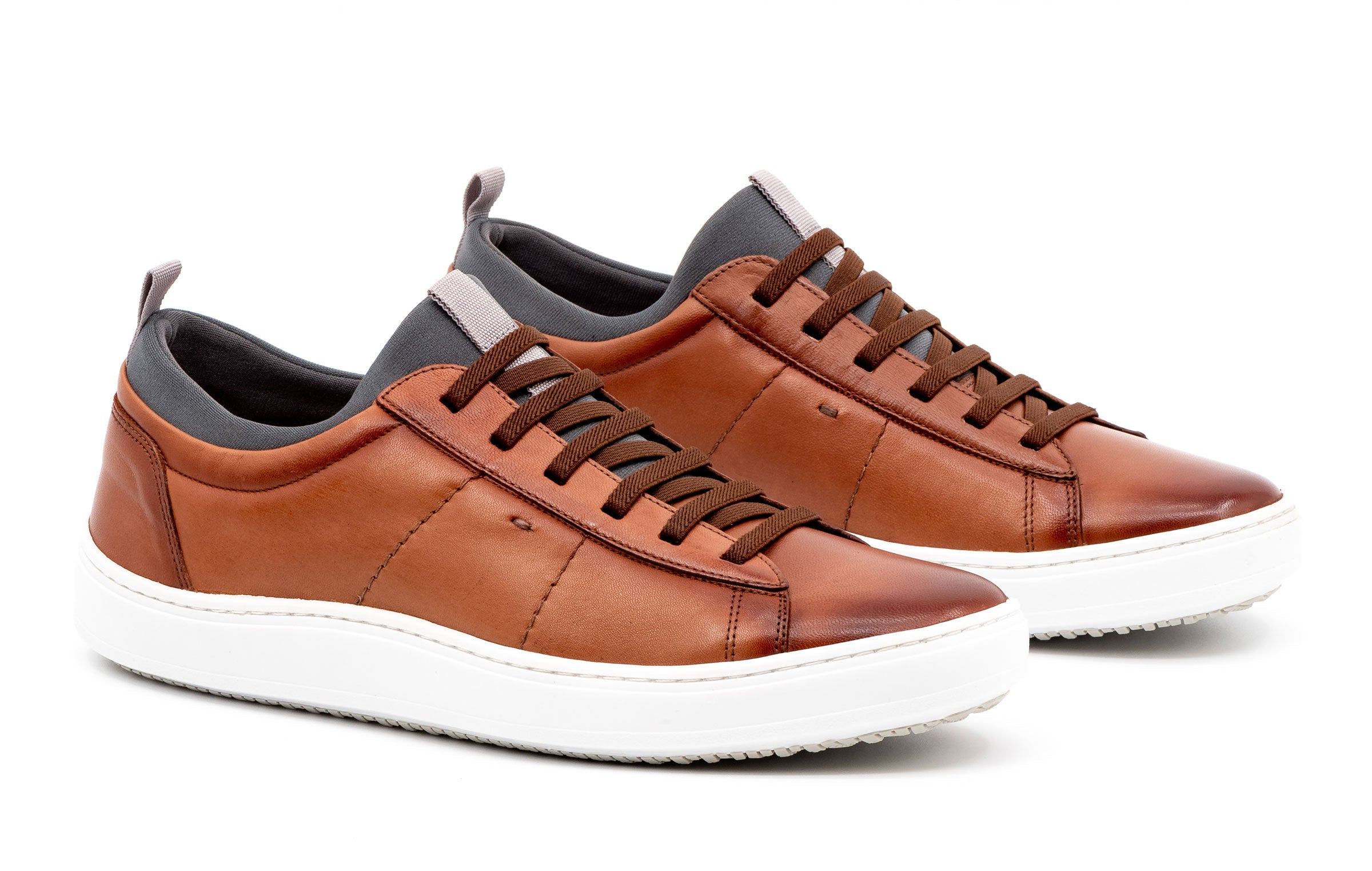 Cameron Hand Finished Sheep Skin Leather Sneakers - Whiskey