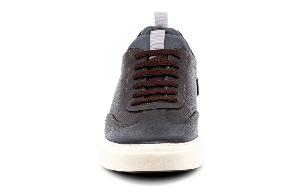 David Pebble Grain Leather Sneakers - Walnut