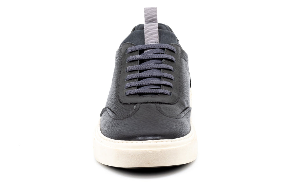 David Pebble Grain Leather Sneakers - Graphite - Front