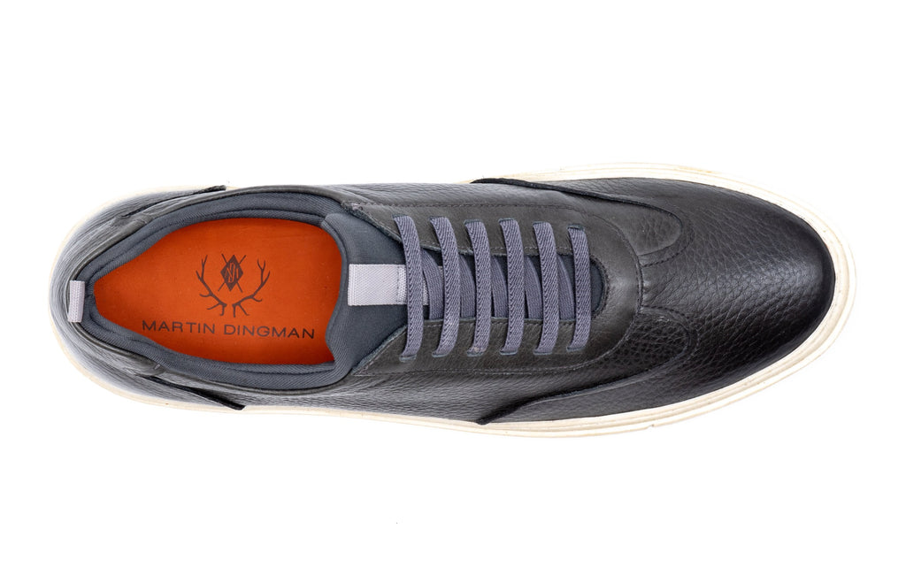 David Pebble Grain Leather Sneakers - Graphite - Insole