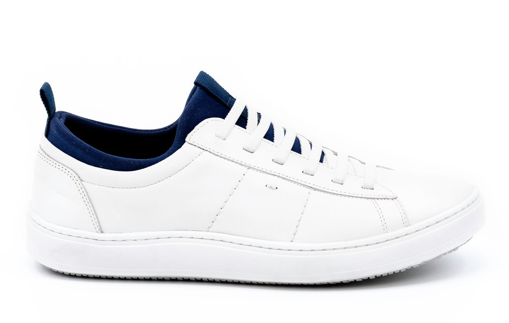 Cameron Hand Finished Sheep Skin Leather Sneakers - White