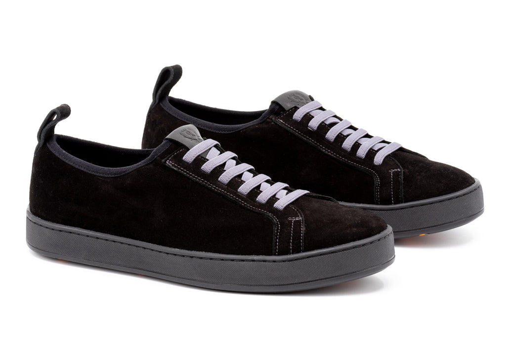MD Signature Sheep Skin Water Repellent Suede Leather Sneakers - Black