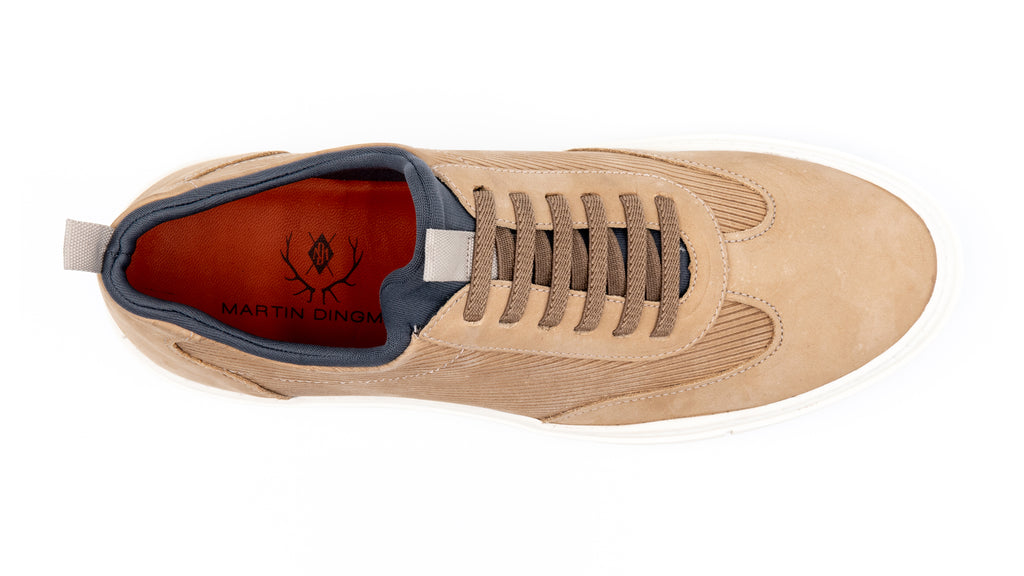 David Water Repellent Suede Leather Sneakers - Biscuit - Insole