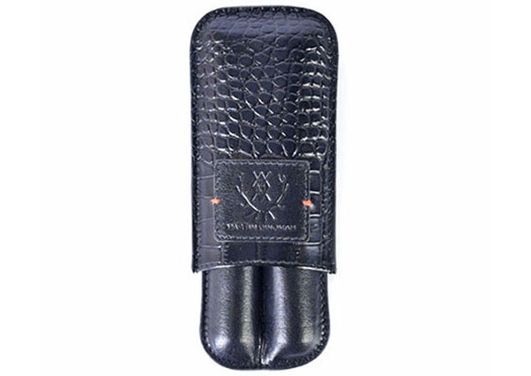 The Single Cigar Tube - Genuine Black Caiman Alligator and Blue