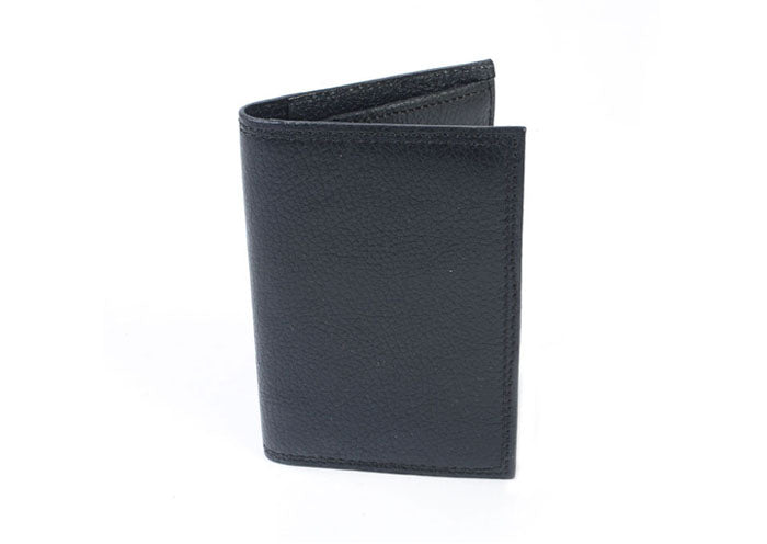 Delaney Scotch Grain Leather Gusseted Card Case - Black